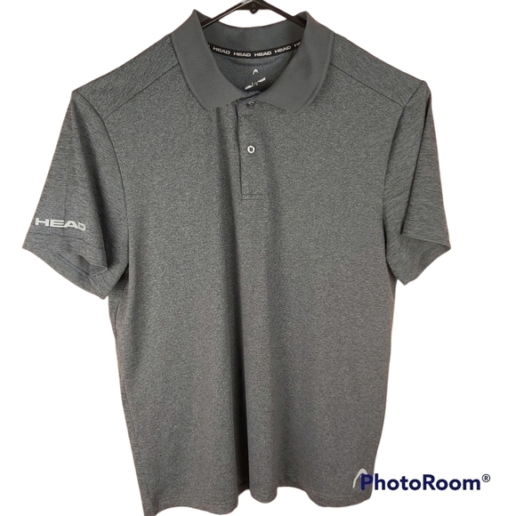 🍄3/50$🍄 HEAD tennis golf gray polo short sleeve shirt size Large - Picture 1 of 6